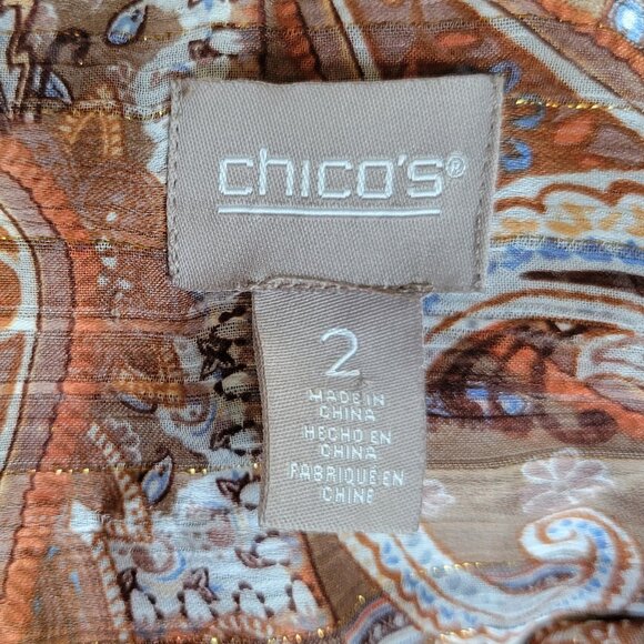 CHICO'S Light Brown Print Tunic Top Sz 2 or US 12 - Picture 3 of 3